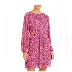 Aqua Pink Floral Long Sleeve Dress
